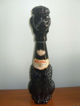 Vintage 16 " Gori Rose Italian Wine Black Poodle Glass Decanter Bottle