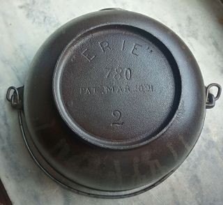 Antique Cast Iron Handled Kettle " Erie " 780,  Pat.  3/10/ 1891 No.  2
