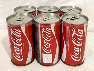 Vintage 6 Pack Of Steel Soda Pop Coca - Cola Coke Cans Empty
