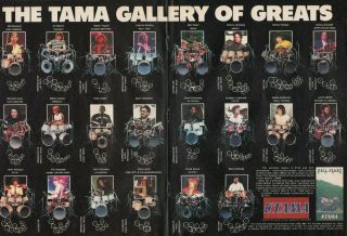 1984 2pg Print Ad Of Tama Drums Gallery Of Greats Neil Peart Rush Simon Phillips