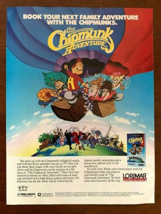 1987 The Chipmunk Adventure Vhs Video Vintage Movie Print Ad/poster Alvin 80s