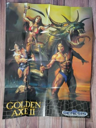 Golden Axe Ii 2 Poster (sega Genesis) 1993 Vintage - - Official