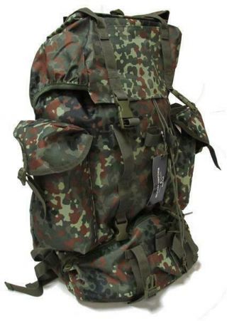 German Flecktarn Camo Large Waterproof Backpack,