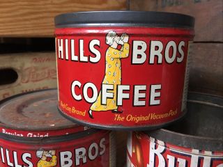 Vintage Hills Brothers Bros Butternut Butter Nut Tin Coffee Can Kitchen Decor 2