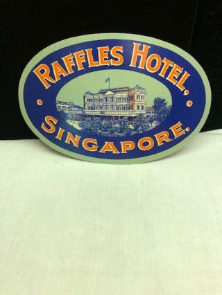 Vintage Old Raffles Hotel Singapore Luggage Label C 1930