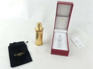 Cartier Collectable Vintage Refillable Perfume Bottle.  18k Gold Plated Boxed