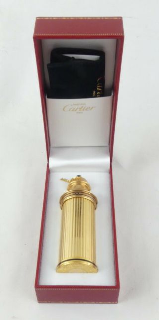 Cartier Collectable Vintage Refillable Perfume Bottle.  18k Gold Plated Boxed 2