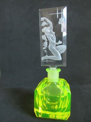 Vintage Art Deco Czech Pesnicak Hand Made Crystal Perfume Bottle