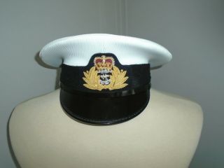 Royal Navy Mens Officer Cap With Badge Size 55cm Rn Issue