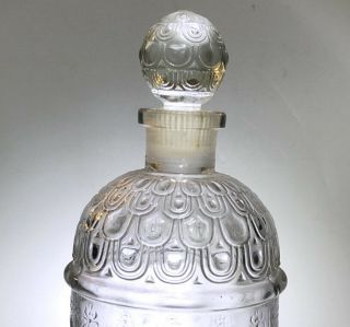 Guerlain Empty Glass Perfume Bottle 7.  5” tall W stopper Paris France Bee Pattern 2