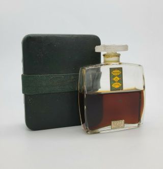Vintage Emeraude De Coty 3 1/4 X 2 1/2 In W/ Leather Case