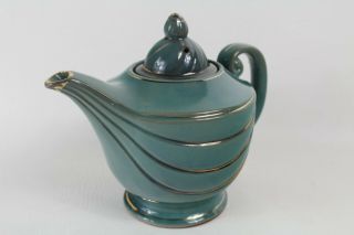 Vintage Royal Sealy Aladdin Tea Pot Teal Blue Green Japan Pottery 7 " Tall