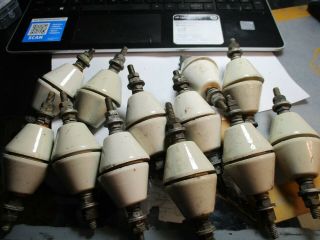 12 Old Stock Military Surplus Radio Antennae Ceramic Insulators White