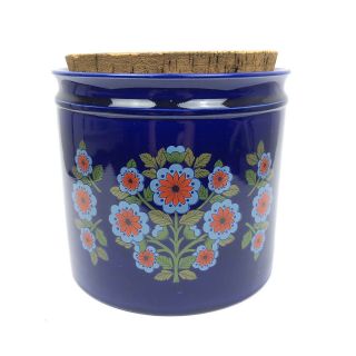 Vintage Arthur Wood England Blue Floral Pottery Tea Storage Jar Canister Harrods