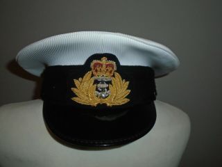 Royal Navy Mens Officer Cap With Badge Size 58cm Royal Navy Issue