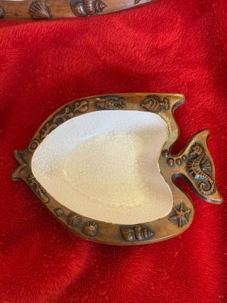 Vintage Treasure Craft Fish Shaped Chip And Dip Tray With Side Bowl/Dish 390/391 2