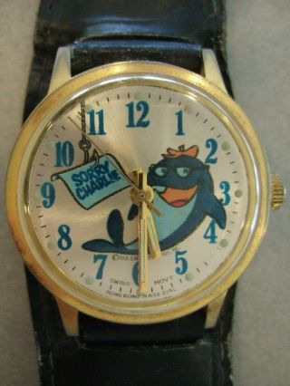 Vintage 1970s Star Kist Sorry Charlie The Tuna Fish Glow - In - Dark Wrist Watch