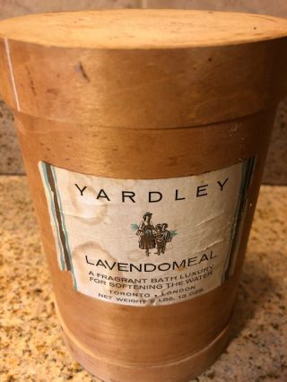 Vintage Yardley Lavendomeal Round Wooden Bath Salts Box 7 " Tall