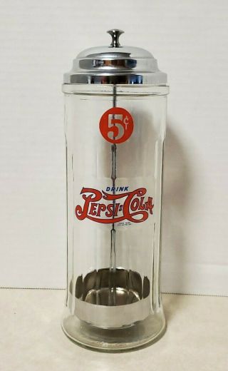 Pepsi Cola Clear Glass Straw Dispenser The 1800 