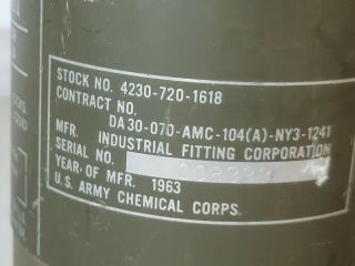 1963 US Army Chemical Corps Military Decontaminating Apparatus 4230 - 720 - 1618 2