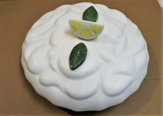 Vintage Ceramic Lemon Meringue Covered Pie Keeper Plate