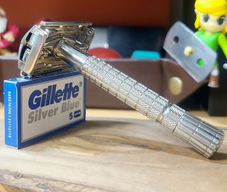 1957 Gillette Speed Flare Tip C2 Vintage Safety Razor Gillette Silver Blue