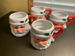 Vintage Santa Claus Mug Coffee Cups - Set Of 4