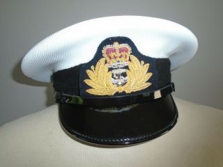 Royal Navy Mens Officer Cap With Badge Size 58cm Rn Issue