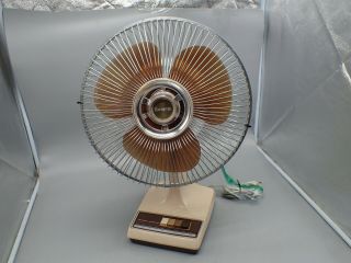 Vintage Galaxy 3 - Speed 12” Oscillating Desk Fan Brown Blade Type 12 - 1 K1 - Cr