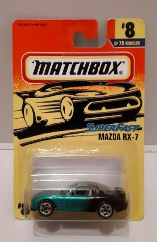 Matchbox Superfast 8 Mazda Rx7 - 1996 Blister Card Vgc Toy Car