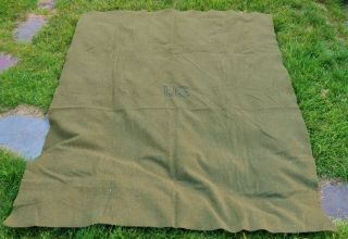 Vtg Us Army Wool Blanket,  Military 84 " X 66 " - Og 118,  Cleveland Woolens Vietnam