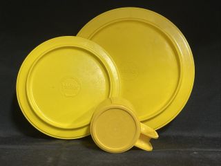 Vintage Heller Massimo Vignelli Yellow Melamine 3 Piece Set
