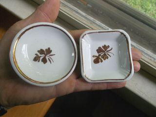 1880s Alfred Meakin Tea Leaf Ironstone China Butter Pats Round & Square