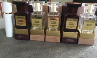 Tom Ford Empty Bottles With Boxes 3x Santal Blush 2x Jasmin Rouge,  Soleil Blanc.