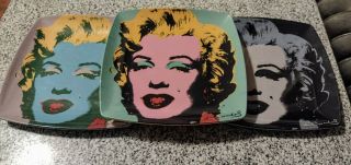 Andy Warhol Marilyn Monroe Melamine Plates Set Of 3 Presidio Objects 8 " Square