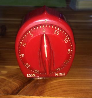 Robertshaw Lux Minute Minder Vintage Kitchen Timer Red Atomic Rocket Knob
