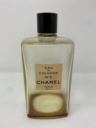 Vintage Lg Chanel Eau De Cologne No 5 Empty Bottle Paris Screw Lid 8 1/4 " Tall