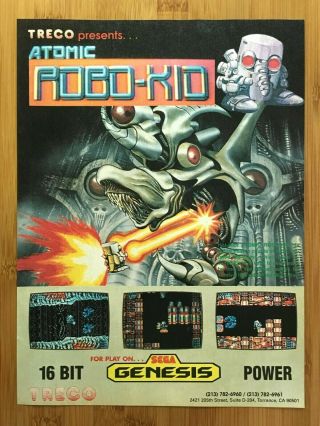 Atomic Robo - Kid Sega Genesis 1990 Vintage Print Ad/poster Authentic Game Art