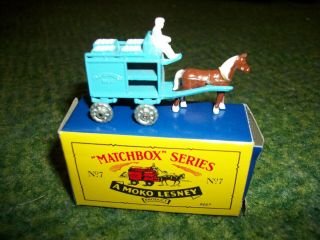 1955 A Moko Lesney Matchbox Originals Series Milk Horse & Buggy Wagon 7 1 - 1/2 "