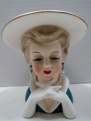 Vintage Rubens Lady Head Vase R 494 Folded Hands " Pearl " Drop Earrings