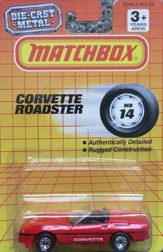 Matchbox Corvette Roadster Die Cast Metal Red On Card