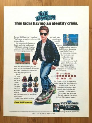 Kid Chameleon Sega Genesis 1992 Vintage Print Ad/poster Authentic Retro Game Art