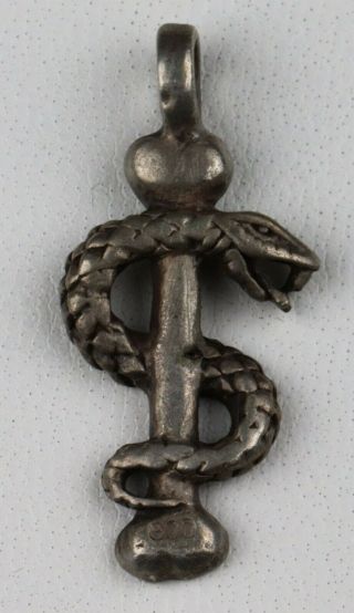 Snake Bone Pendant Sterling Silver 800 Brutal Jewelry Unisex Biker Military War