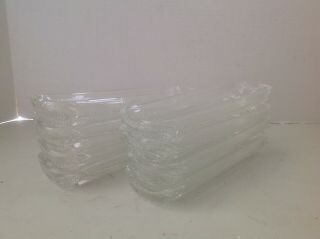 Set (8) Vintage Heavy Glass Corn On The Cob Serving Dish Holders Embossed Footed