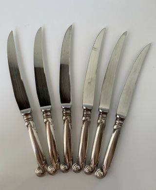 Set of 6 Vintage GENTRY Sheffield England Steak Knives Silverplate Handles 2