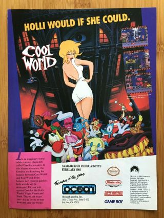Cool World Snes Nes Nintendo 1992 Vintage Print Ad/poster Official Retro Pop Art