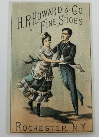 Victorian Trade Card H.  R.  Howard & Co Fine Shoes Couple Dancing N.  Y.  A128