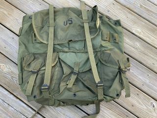 Vintage Us Military Army Combat Field Pack Large Rucksack Bag Green No Frame
