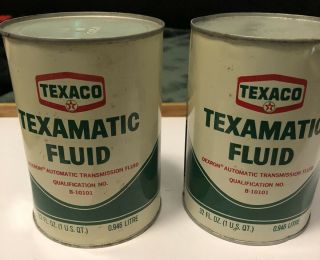 Vintage Texaco Quart Oil Can Texamatic Automatic Transmission Fluid X2