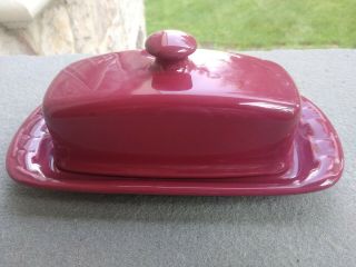 Longaberger Pottery Woven Tradition Paprika Butter Dish With Knob Lid Large Usa